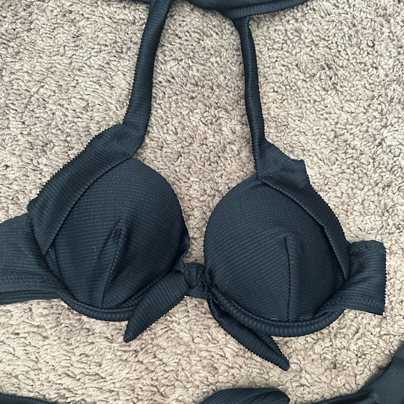 Black Ribbed Bikini with Sheer Coverup - Picture 6 of 6